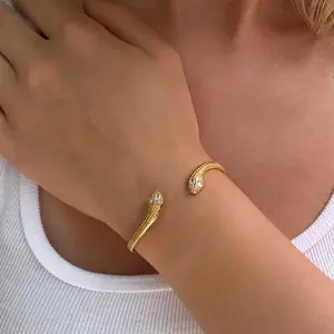 EVRY JEWELS Gold or Silver Plated Women's Viper Energy Bangle Bracelet