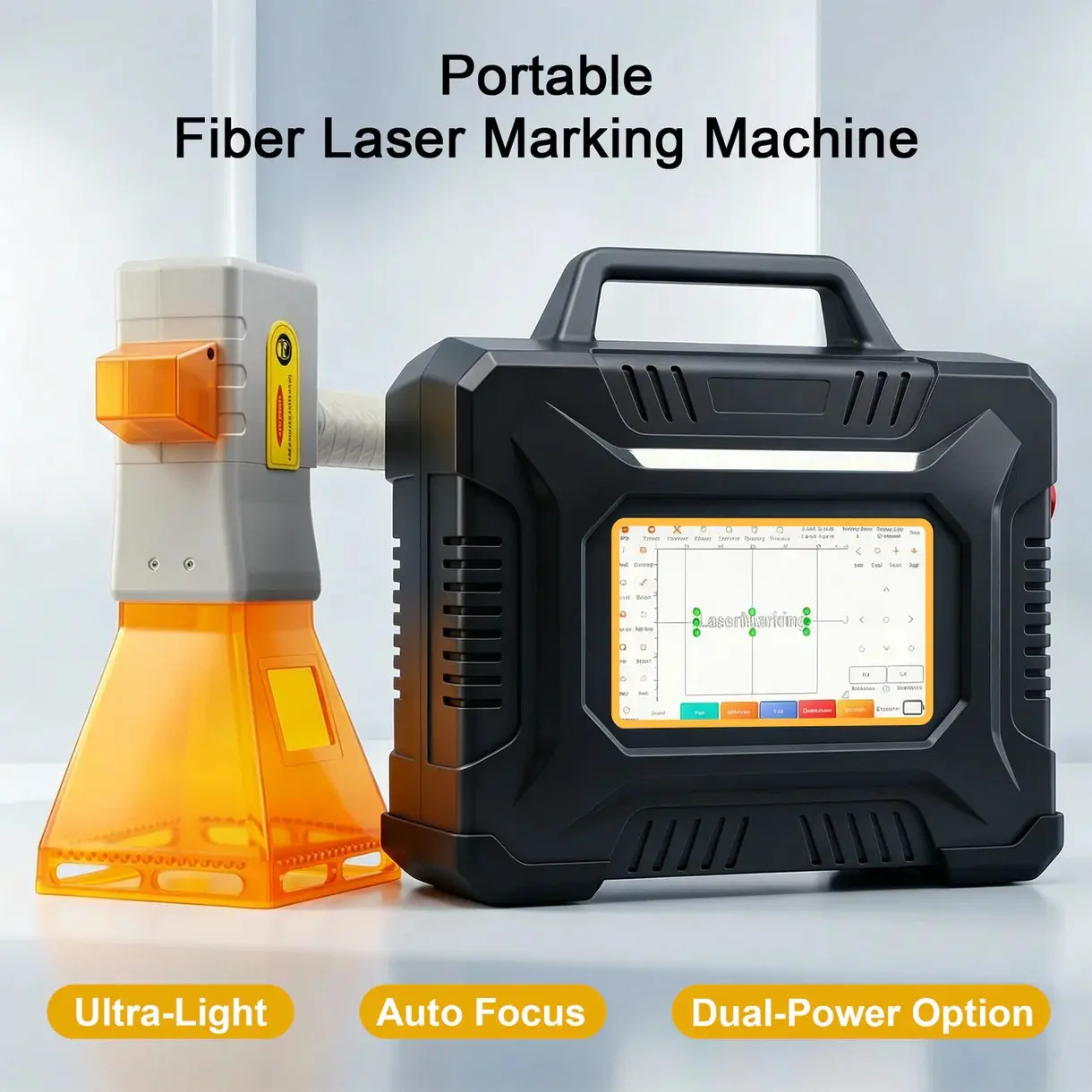MCWlaser BXII Portable Laser Marking Machine 50W, Standalone 7-Inch Touchscreen with Android App Control, Handheld Engraver for Metal & Plastic.