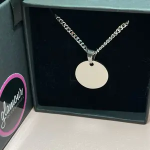 Steel Personalized round charm necklace