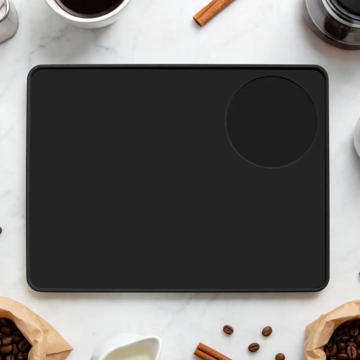 Espresso Tamping Mat with Tamper Base, Silicone Pad, 7.8x5.9inch Non-Slip, Waterproof & Heat Resistant, Barista Accessory