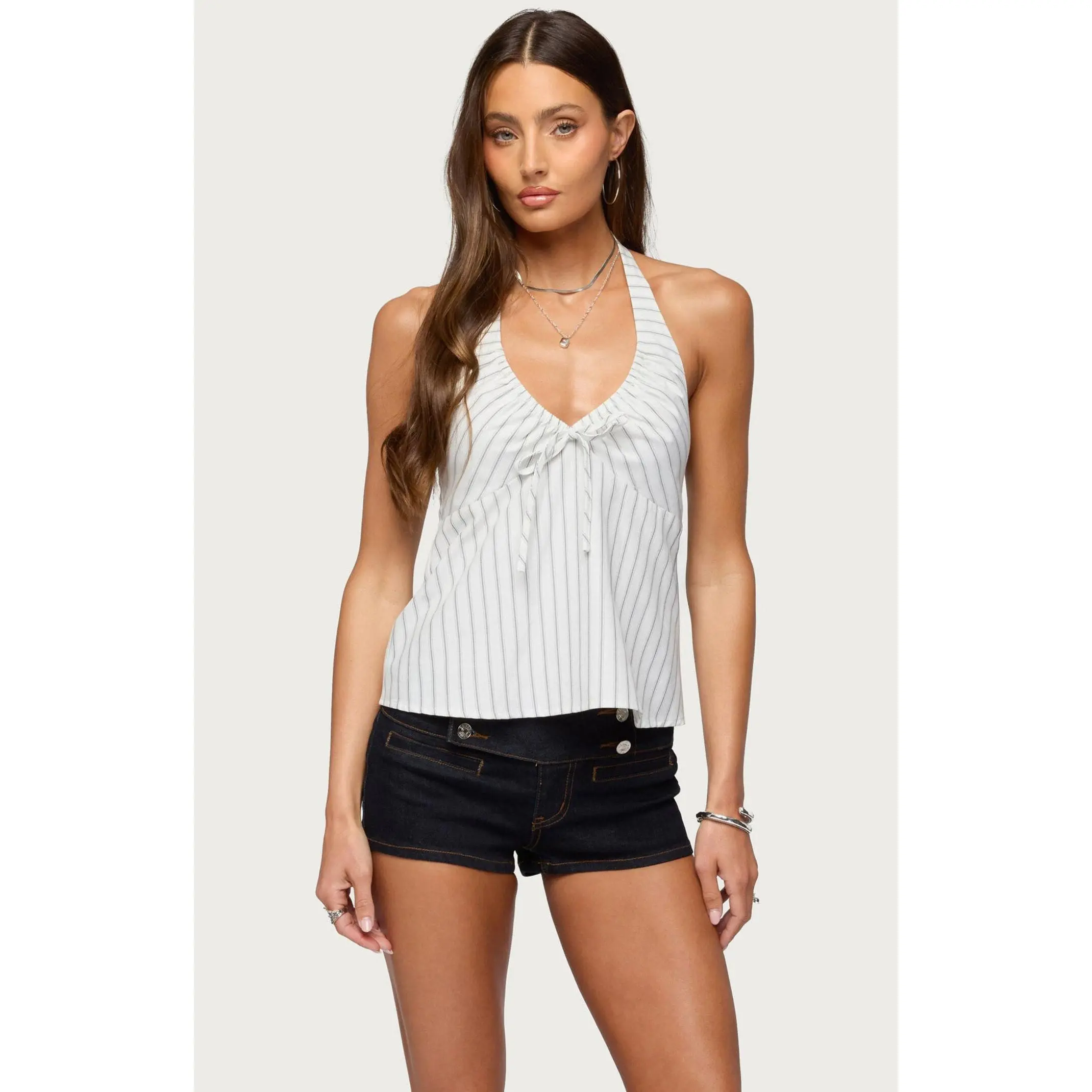 Edikted Women's Breya Striped Babydoll Halter Top
