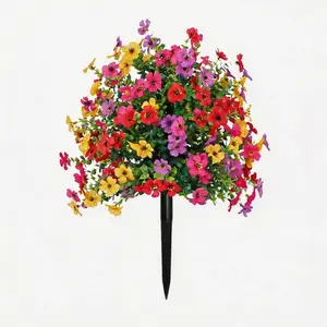 Artificial Flowers for Outdoor Indoor Garden, Plastic Faux Flowers, Faux Daisy with Eucalyptus Leaves, Fake Plants for Porch Patio, Artificial Flower Decorations
