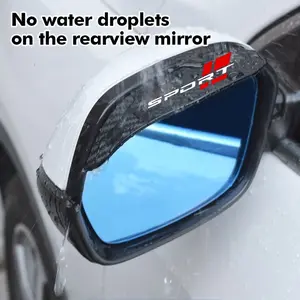 Pair of Sport Rear View Mirror Rain Shield Stickers, Carbon Fiber Texture, Damage-Free Installation, Waterproof Anti-Glare, Durable