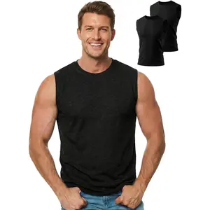 100% Merino Wool Tank Top Men, Active Wool Sleeveless Slim Fit Undershirt Base Layer, Breathable Shirts 2 Pack