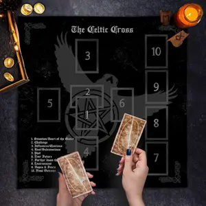 Celtic-Cross Pattern Tablecloth, 1 Count Creative Tarot Card Tablecloth, Altar Ritual Cloth for Divination, Card Game Card Pad