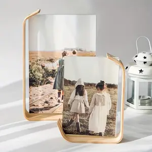 6-Inch Dual-Layer Transparent Dust-Proof Photo Frame Holder, Acrylic Display Panel, Vertical Rectangle Design, Ideal for Wedding Photos, Plant Specimens, DIY Calendars