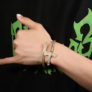 Sword of Justice retro bracelet European and American hip hop full gemstone niche design bracelet for men