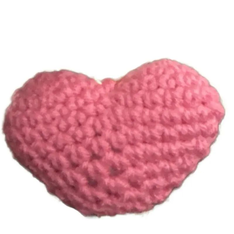 Crochet Heart with Keychain - Pink Handmade Knitted Heart Shape Accessory