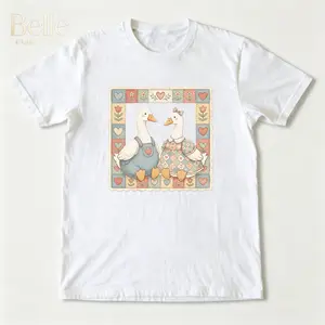 Thrifted Geese T-shirt, Unisex Crew Neck Regular Fit Cotton Fabric Casual Comfort Breathable Short Sleeve Funny T-shirts Fashion Men&Women's Top for Streetwear 010903