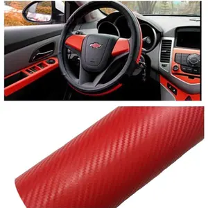 3D Carbon Fiber Vinyl Car DIY Wrap Sheet Roll Film Sticker Decal - Red Color 127X30cm 50"X11.8" (Red)