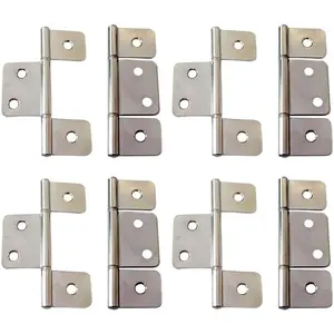 Flag Three Leaf 3-1/2" Bifold Shutter Hinge for Non-Mortise Cabinet Hardware, Nickel, Made in Taiwan, 8 Pack