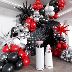 Red Black and White Balloon Arch Kit, 201 count Explosion  Red Black White  Latex Balloon Garland kit, Different Size Balloons for Anniversary Birthday Racing   Party Decoration