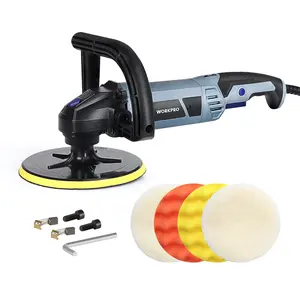 #SpringGlowUp WORKPRO Buffer Polisher - 7-inch Car Buffer Waxer with 4 Buffing and Polishing Pads, 6 Variable Speed 1000-3800 RPM, Detachable Handle, Ideal for Car Detailing, Sanding, Polishing, Waxing