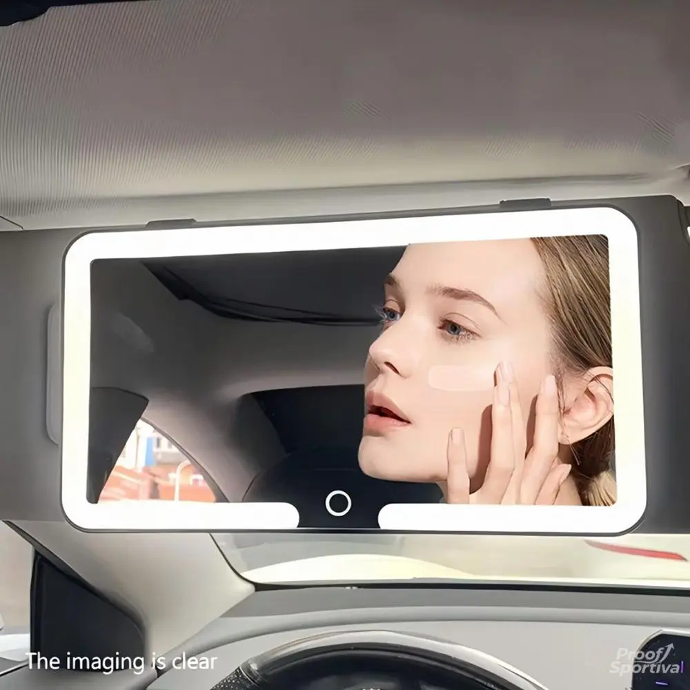 Rechargeable Car Sun Visor Vanity Mirror with Lights - 3 Light Modes, 60 LEDs, Dimmable Touch Control, Wireless, Easy Installation, Compact Travel Makeup Mirror for Truck SUV