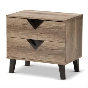 Baxton Studio W-602A Swanson Modern & Contemporary Light Brown Wood 2-Drawer Nightstand