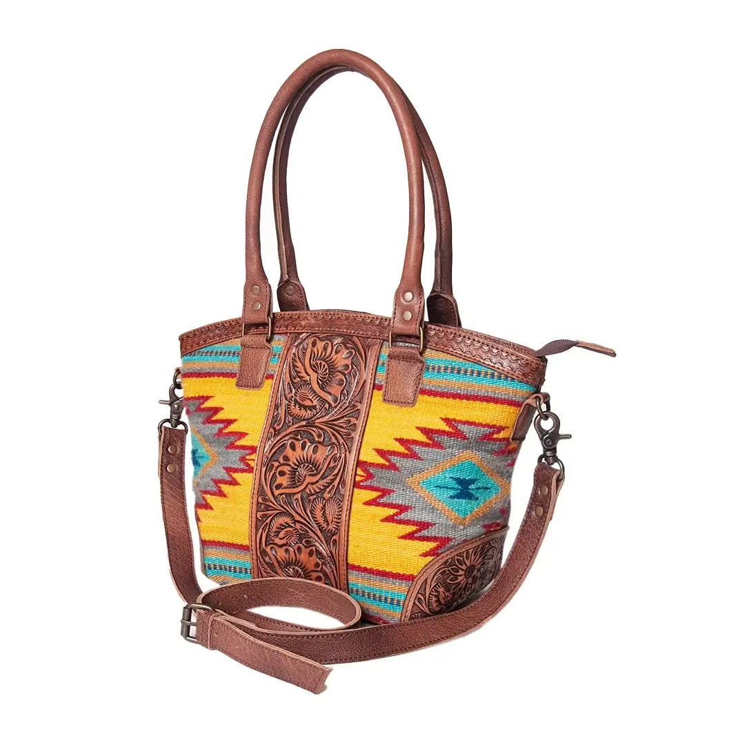 American Darling Floral Tooled Aztec Leather Handbag Purse ADBG772