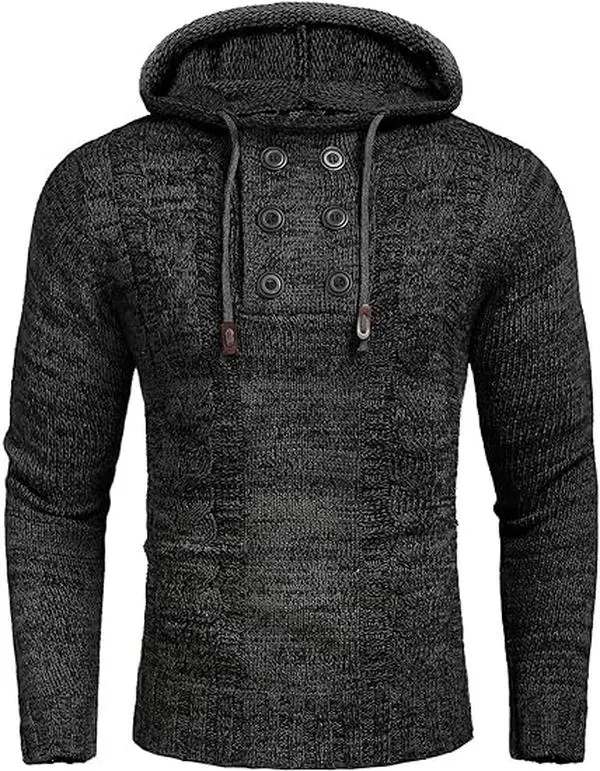 COOFANDY B Men's Knitted Hoodies Pullover Casual Comfortable Long Sleeve Turtleneck/High Neck Sweaters - For Casual/Business/Holiday Stylish Cotton Fabric abercrombieessential hoodie Menswear Soft Collar Elastic Collar Elastic Fashion Garment Jumper