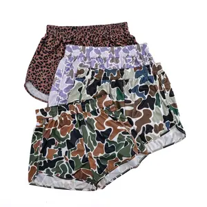 Women's Tropical Camo Print Shorts - Lightweight Polyester, Camouflage Design, Relaxed Fit, Machine Washable, Green Graphics, Unisex Style, Loose Fit, Knit Fabric, Sports Pattern, Quick Dry, Breathable, Casual Fashion