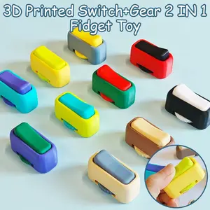 3D Printed Switches Gear 2IN1 Fidget Toy Pop Click Toy for Stress and Anxiety Relaxing Portable Fingertip Simulate Switch Toys
