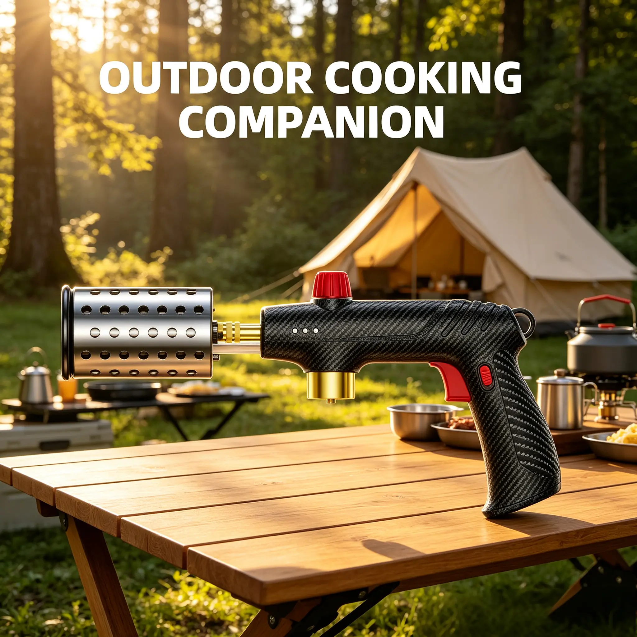 Premium Adjustable Flame Tool with Ergonomic Handle Design, Portable Heat Solution for Outdoor Cooking, Craft Projects and Home Use, Butane Canister Not Included