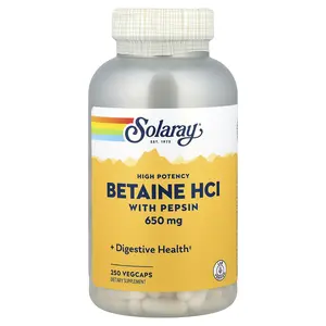 Solaray High Potency Betaine HCl with Pepsin, 250 VegCaps