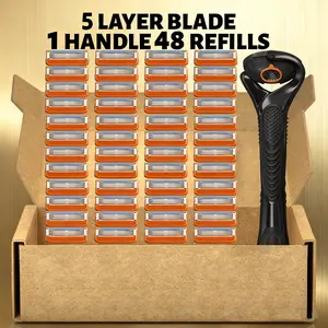 Men's Manual Shaving Kit, Safety Razors, Safe Rust-Resistant Blades, Easy Replacement, Washable Premium Material, Classic Men's Grooming Tool