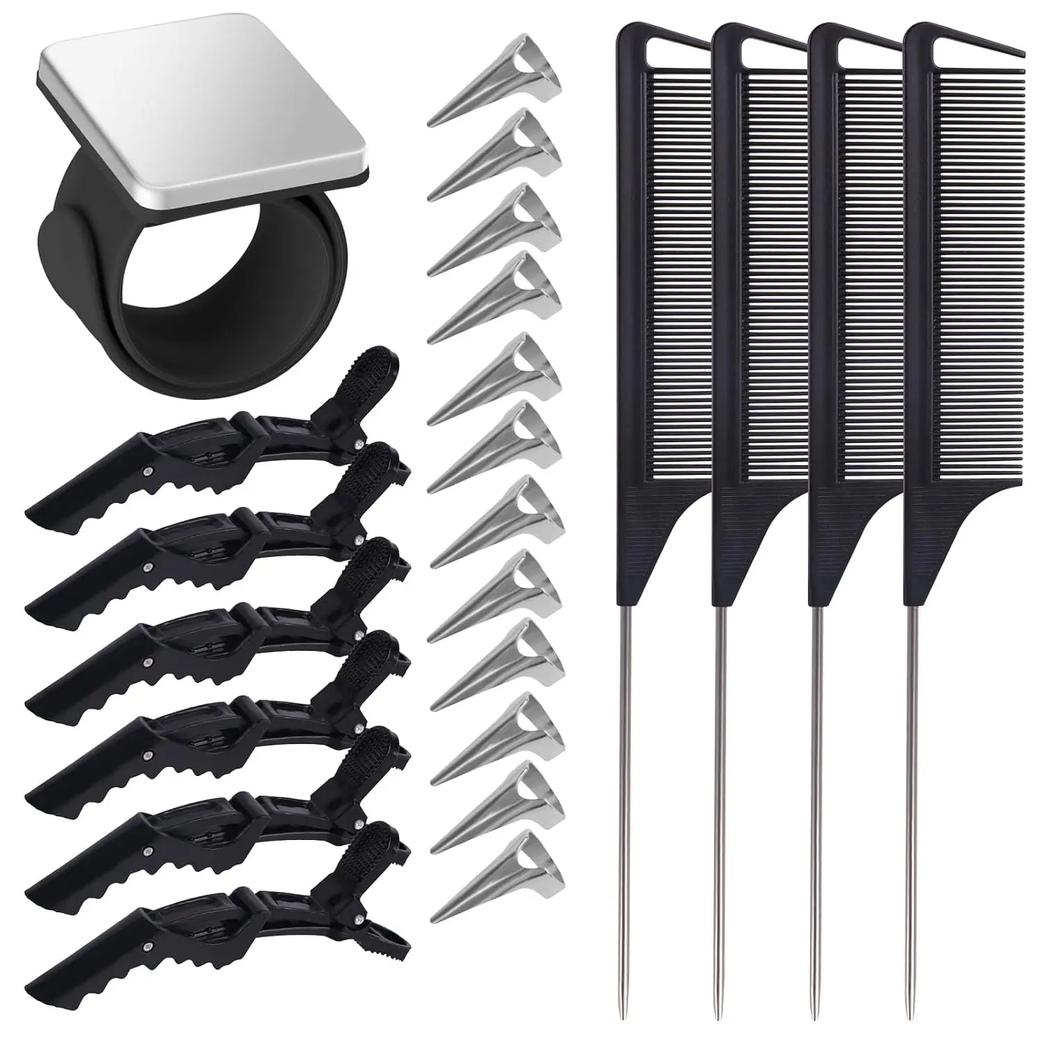 Hair Styling Tools Set 23 Pcs Professional Hair Braiding Kit with Sectioning Clips, Tail Combs, Hair Parting Rings & Wrist Pin Holder for Salon & Home Hair Styling