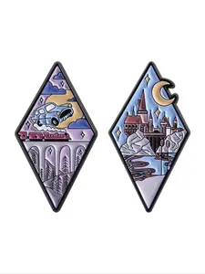 2PCS Magic World Enamel Pins Magical Enchanting Motif Fantasy Castles Fantasy Magic Castle Brooch Clip Backpack Lapel Badge Fashion Jewelry Suitable for Men and Women to Wear Daily as Gifts for Friends