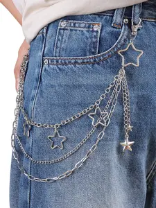 1pc Punk Style Multi-Layer Belt Chain, Adjustable Waist Chain, Star Pendant Design, All-Season Fashion Accessory, Perfect for Streetwear