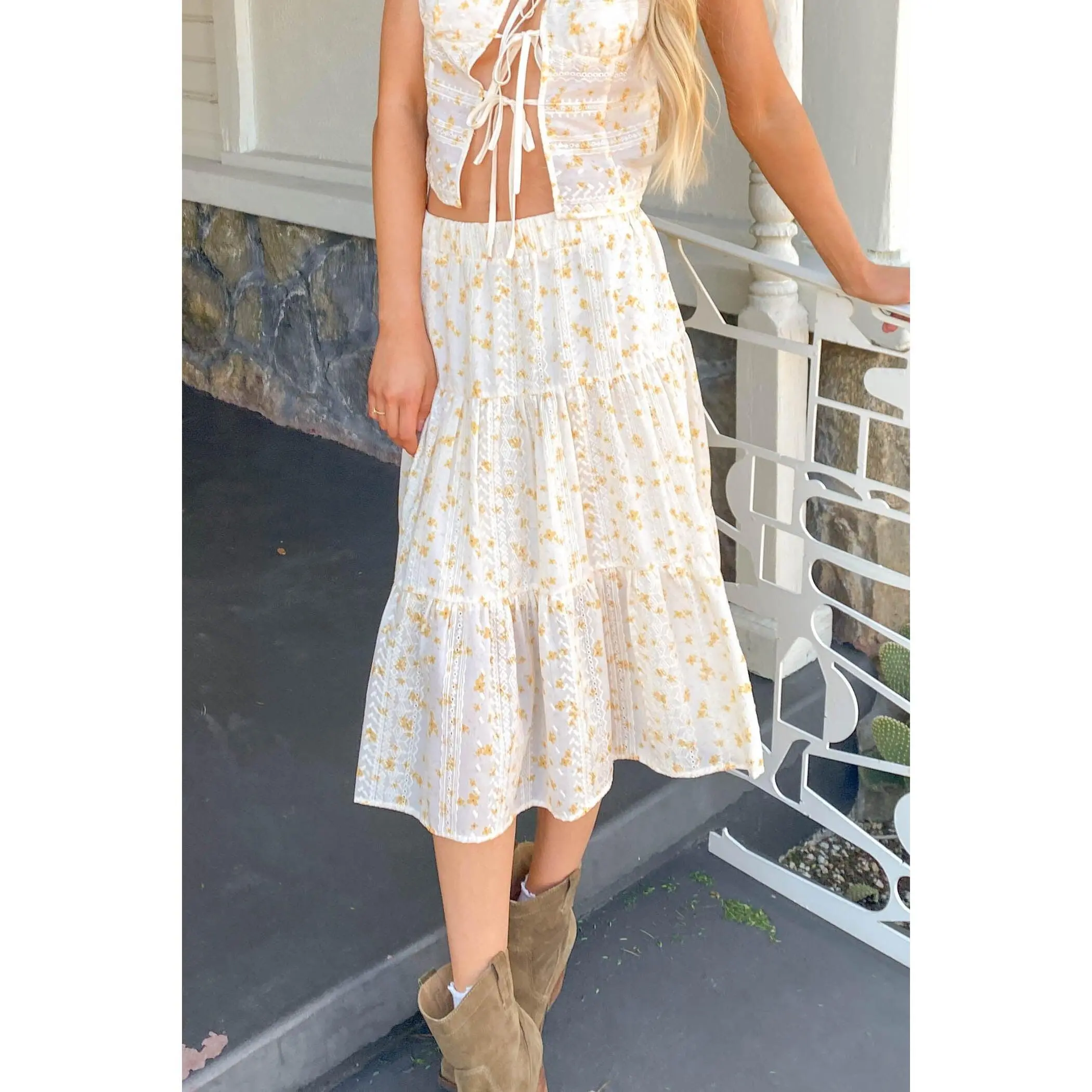 Tiered Floral Skirt