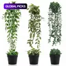 Fake Plants Artificial Indoor Hanging Eucalyptus Decor, Greenery Fake Plants, 3 Pots for Home Bathroom Cottage Room Shelf, Plastic Material #GLOBAL PICKS