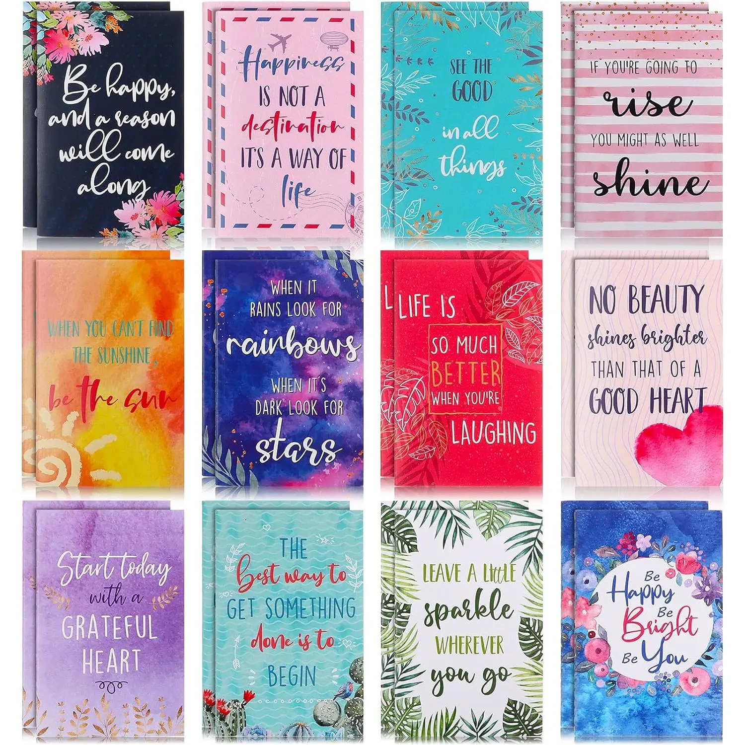 24 count Inspirational Notebooks Bulk Gifts for Women Small Journals for Women Bulk Mini Notepads Notebooks Motivational Notepads for Teachers Office Travel, 12 Styles(Lovely Style)