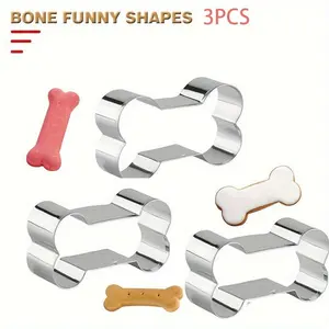 3pcs/Set Dog Bone Cookie Cutters Dog Treats Cookie Cutters Biscuit Dog Treat Cookie Cutter Set For Homemade, Stainless Steel Pastry Cutters, Biscuit Molds, Baking Tools, Kitchen Accessories, Baking Utensils Supplies, Bakeware