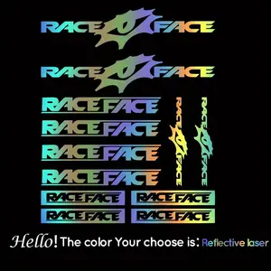 12pcs/set Race Face bicycle sticker set, suitable for mountain bikes, BMX and other models, designed with a riding style to create body decoration accessories, personalized stickers to showcase riding attitude, Reflective Sticker