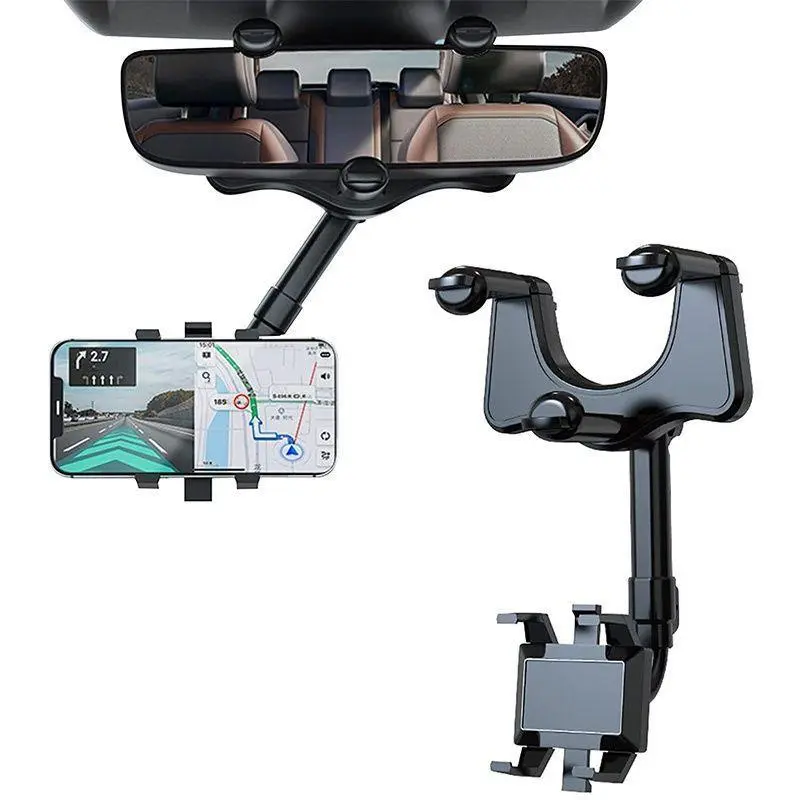 Car rearview mirror phone holder, 360° phone navigation holder. Perfect for watching videos and taking photos without leaving any marks.