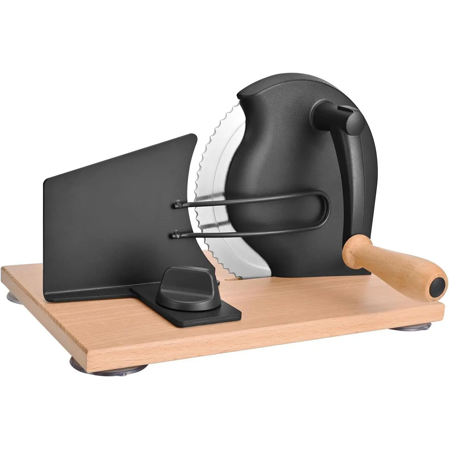 Manual Bread Slicer with Hand Crank, Classic  Bread Slicer for Homemade Sourdough, Rotary Slicer with Adjustable Thickness,  Stainless Steel &  Suction Cups (Black)