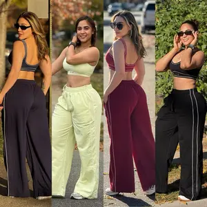 Over size Active sports 2pcs sweatpants & crop top fitness set