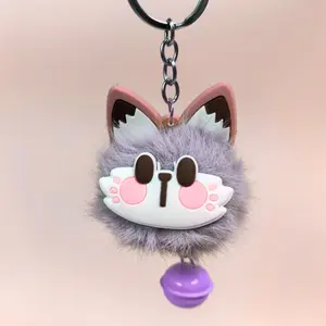 [Memorial Day Picks] Colorful Cooper Animal Keychain - Cute Fuzzy Cat Design with Yellow Bell, Perfect for Daily Use & Bag Accessories Valentine's Day Lover's gift