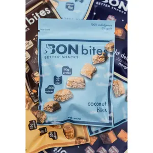 BON Coconut Bliss Protein Bites - Coconut Tahini, 22 Bites, 30g Protein - All-Natural, Non-GMO, Gluten-Free, Soy-Free, Seed-Oil Free