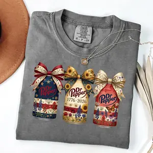 Dr Pepper 1776–2026 Shirt, Patriotic Floral Soda Cans T-shirt, 250 Years Independence Day USA Celebration Gift , USA 250th Anniversary Independence Day Shirts, 4th July 250th Year Shirts, 4th July Family Shirts Check