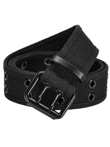 Men's Solid Color Nylon Belt, Durable Double Hole Design Belt for Daily Use, Casual Waistband for Jeans Trousers