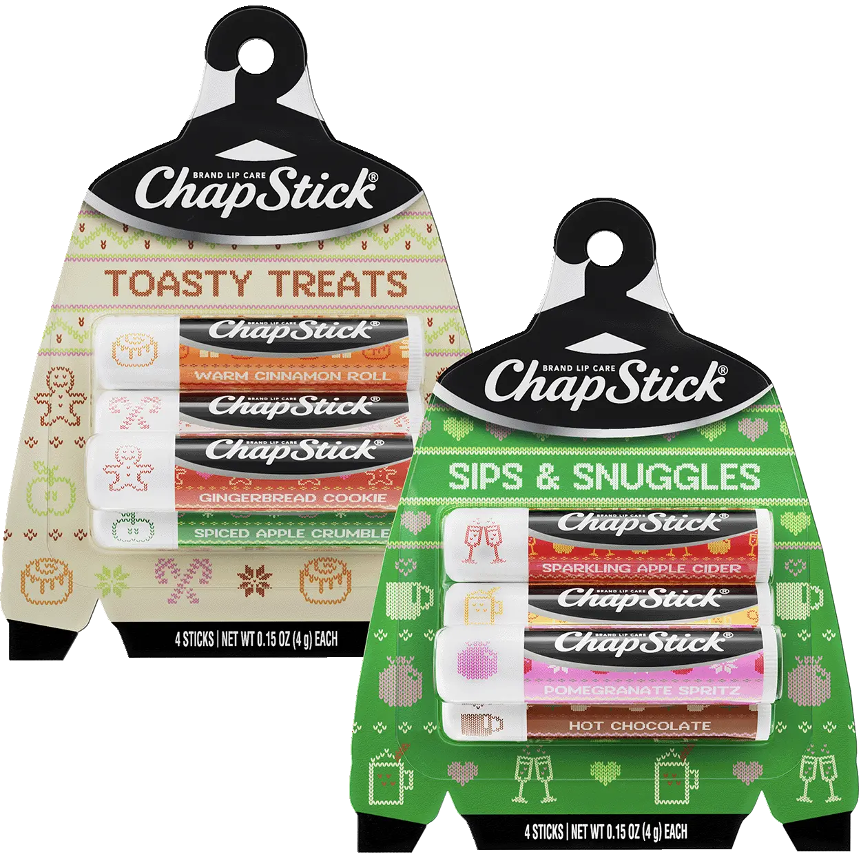 ChapStick Holiday Lip Balm Packs, Sips & Snuggles + Toasty Treats (8 Sticks), Stocking Stuffers