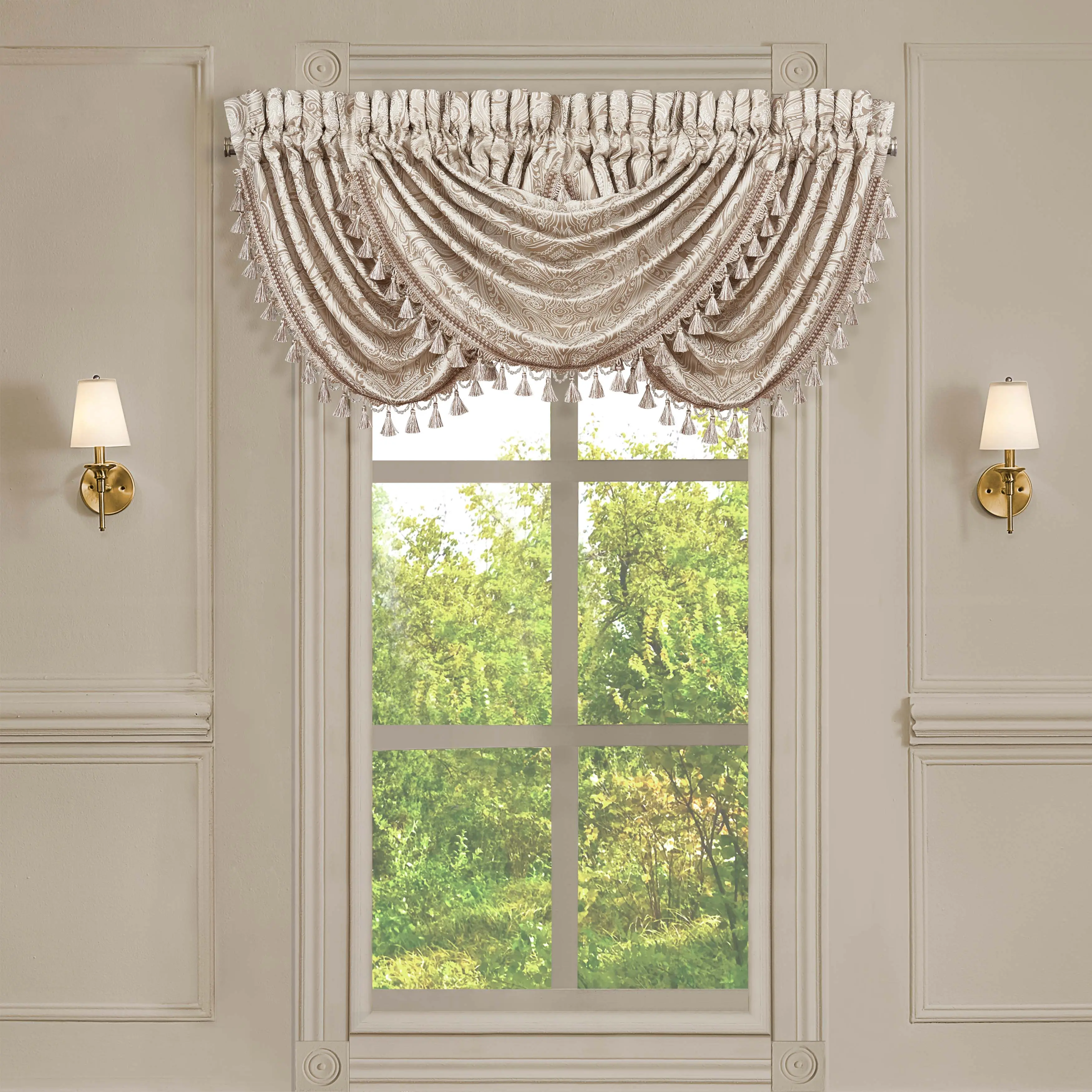 Trinity Champagne Waterfall Window Valance By J Queen