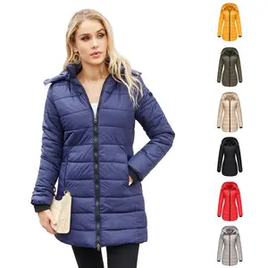 Women's autumn and winter long warm coat, detachable hood, windproof warm down jacket, autumn and winter warm cotton jacket, windproof waterproof jacket
