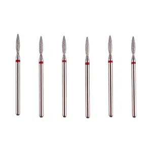 Flame Cuticle Drill Bit Set with Case, 6 count Pro   Bits for  Salon Manicure