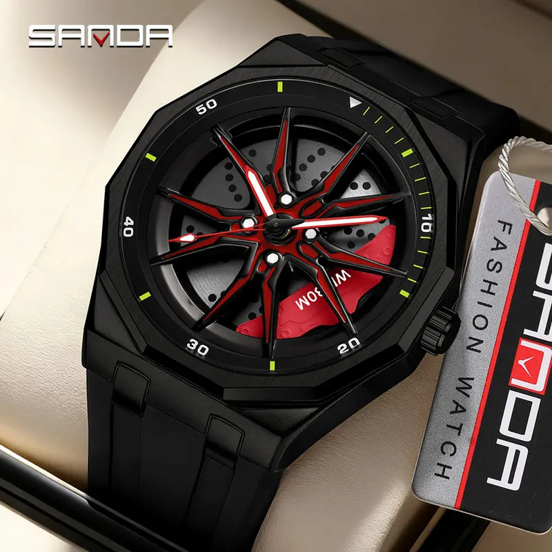 Luxury Sport  for Men, Men's stainlesssteel  with rotating wheel spoke design,Cool & Fashionable  for Business andEveryday- StyleLuminous  Octagonal shell mechanical wind waterproof silicone tape Crystal Touch Screen Watch Automatic