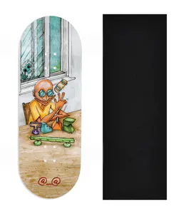 Heat Transfer Graphic Wooden Fingerboard Deck, Design Contest 2024 Winner, @__@ - "Window Sesh"