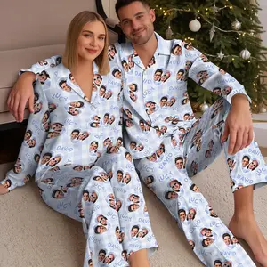 Custom Couple Pajama with Picture, Funny Matching Couple Pajamas, Cute Personalized Sleepwear Set, Valentine Gift for Him & Her