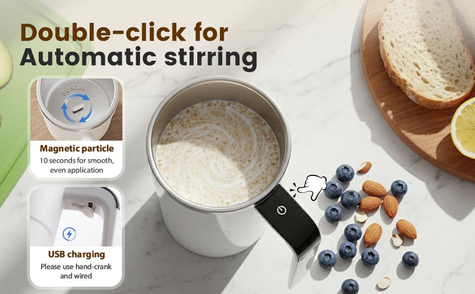 14oz Smart Self-Stirring Mug | USB Rechargeable Coffee Cup with LCD Temperature Display & Spill-Proof Lid