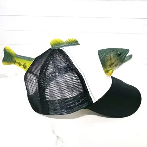 Unisex 3D Trout Animal Shape Baseball Cap - Polyester Duckbill, Mesh Netting Decorative Headwear, Fashion Sun Hat for Fishermen, Halloween Parties, Animals
